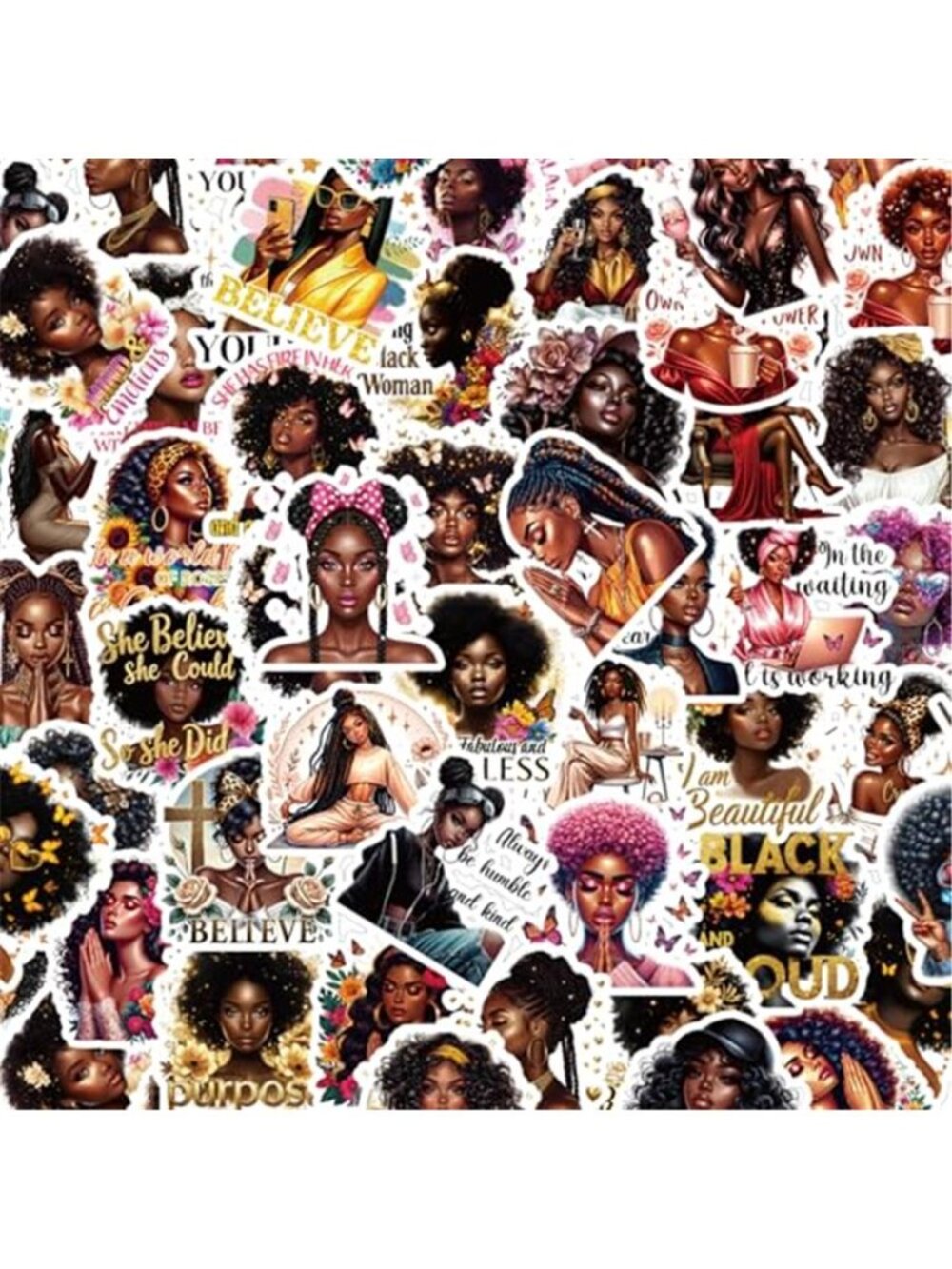 Thrist Black Girl Affirmation Stickers - 100PCS African American Black Women